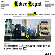 Transacciones de M&A en Mxico disminuyen 24 % en el tercer trimestre de 2023